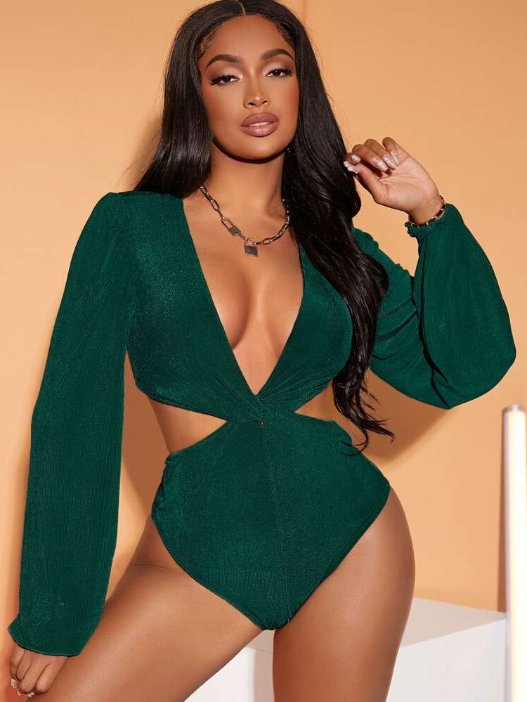  Long Sleeve Plain Women Jumpsuits  Bodysuits 1449