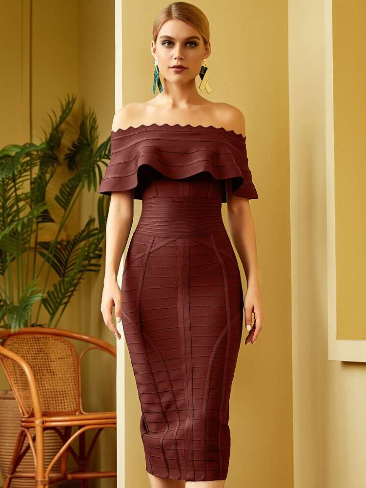  Midi Glamorous Off the Shoulder Women Clothing 2981