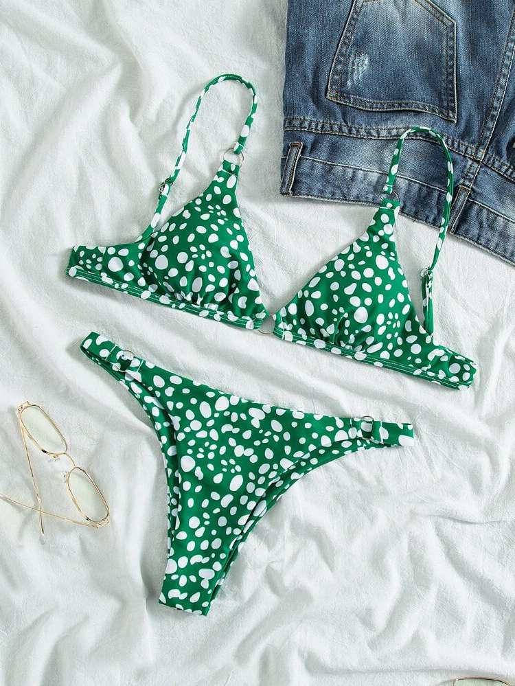  All Over Print Dark Green Women Swimwear 461