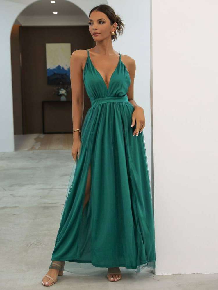  Spaghetti Strap Maxi Backless Women Dresses 1046