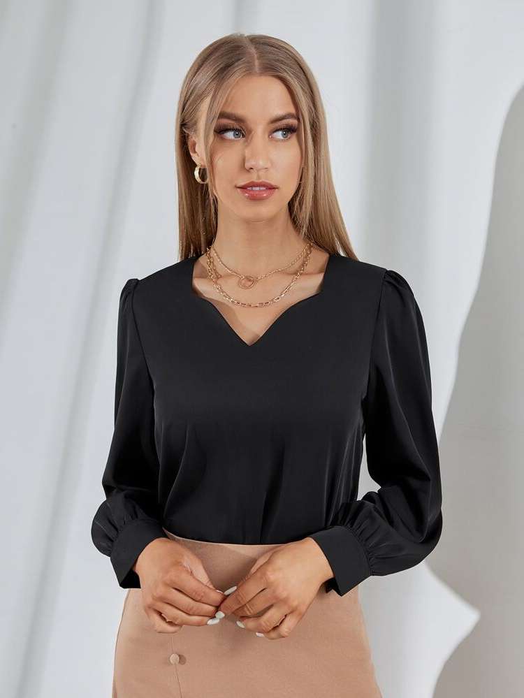 Elegant Sweetheart Dark Green Women Blouses 5184