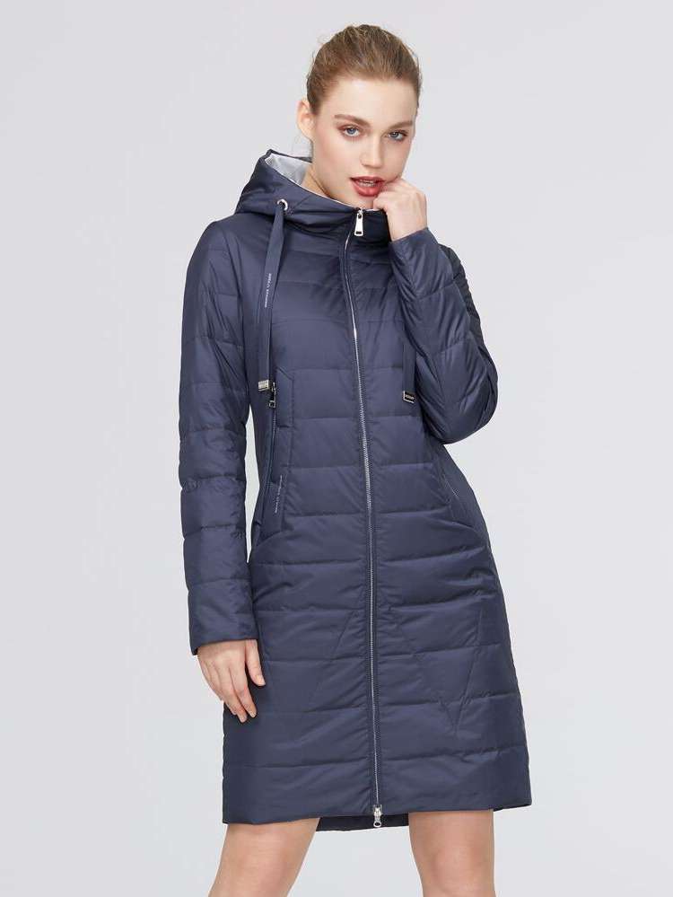 Zipper Regular Fit Knee Length Women Winter Coats 2882