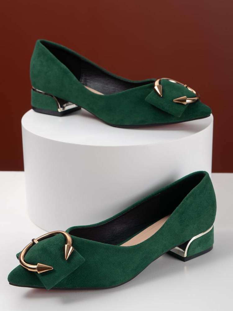  Dark Green Plain Women Flats 975