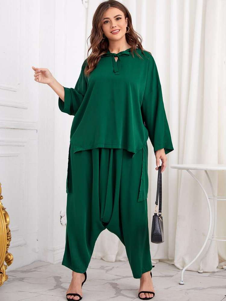  Dark Green Casual Women Plus Clothing 4734