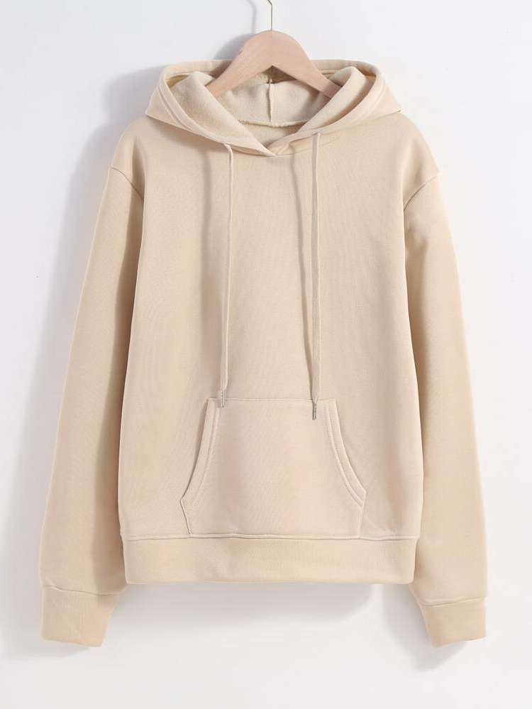 Plain Casual Hooded Women Sweatshirts 7823