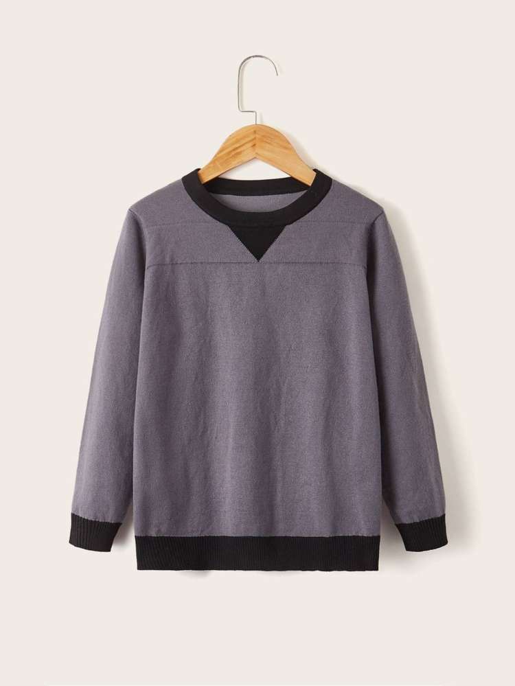 Regular Dark Grey Colorblock Boys Clothing 8457