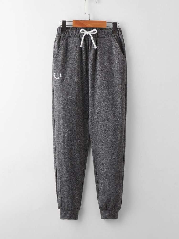  Dark Grey Long Graphic Boys Bottoms 595