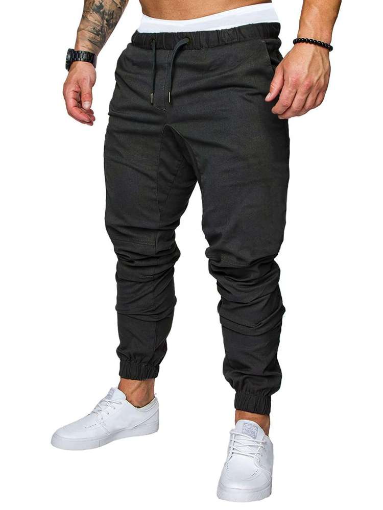 Dark Grey Regular Fit Casual Long Men Clothing 425