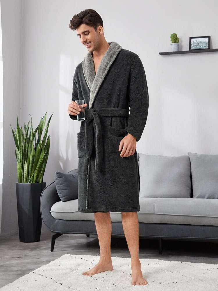 Dark Grey  Colorblock Men Underwear  Loungewear 9014