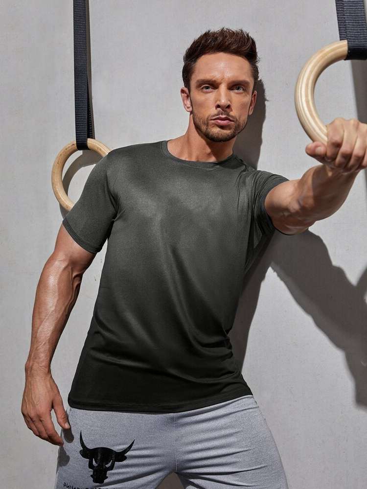  Plain Regular Dark Grey Men Activewear 458