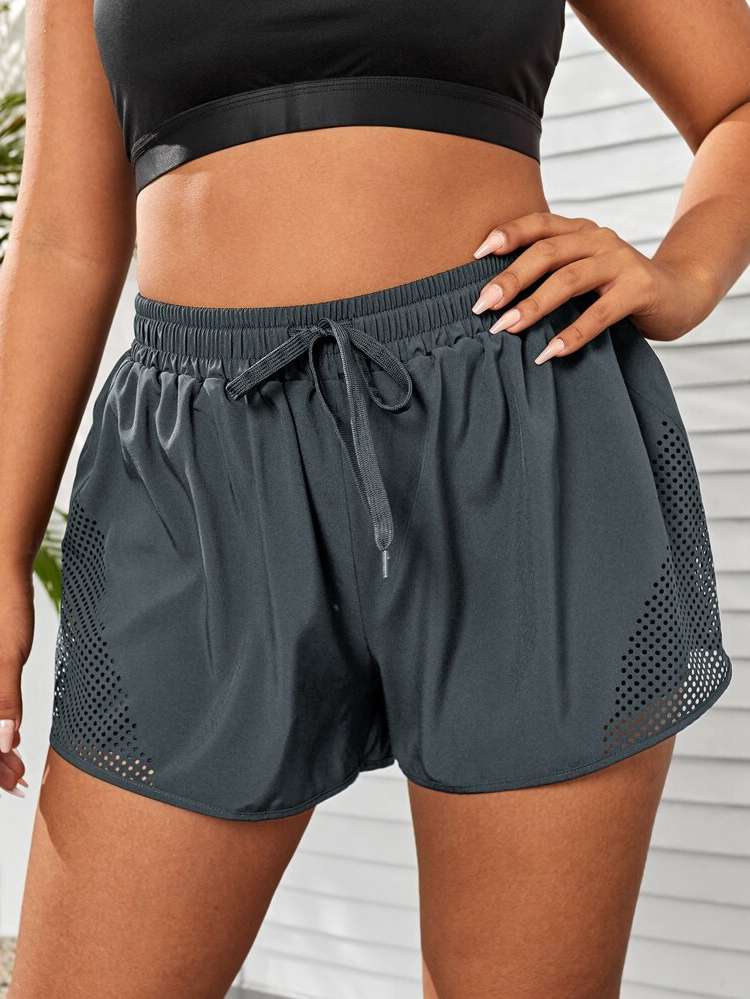  Dark Grey Plus Size Sports Shorts 9227