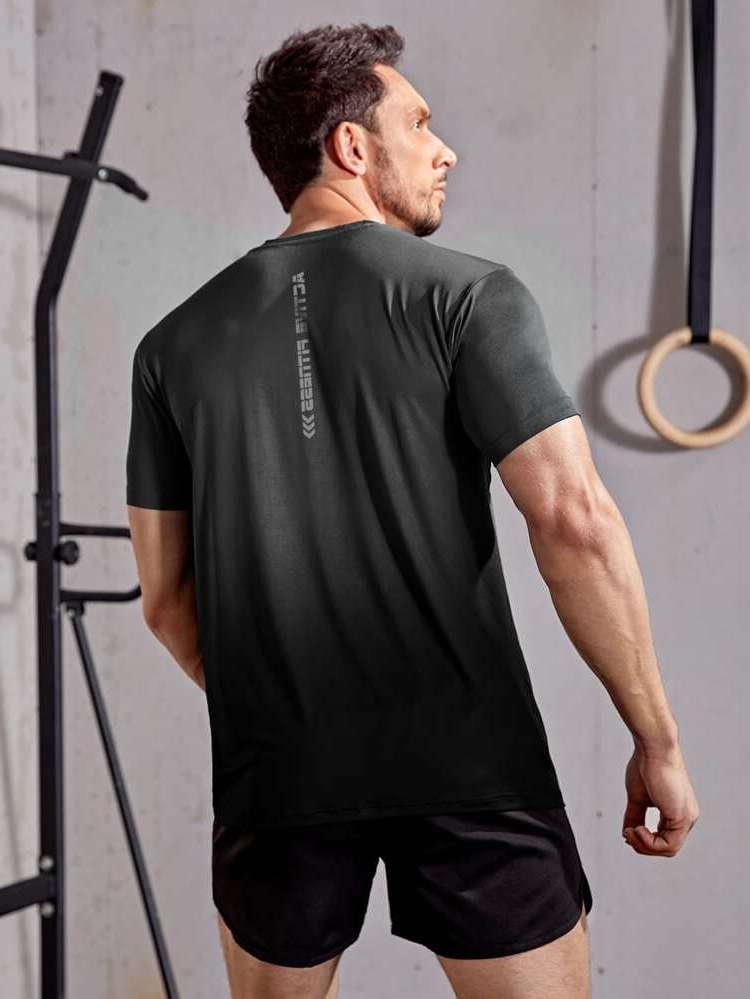 Short Sleeve Regular Fit Letter Regular Men Active Tops 1206