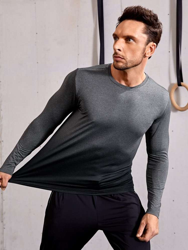 Regular Fit  Dark Grey Men Activewear 7956