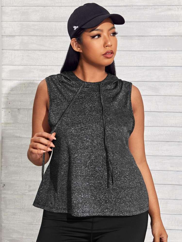 Dark Grey Sleeveless Plain Sports 278