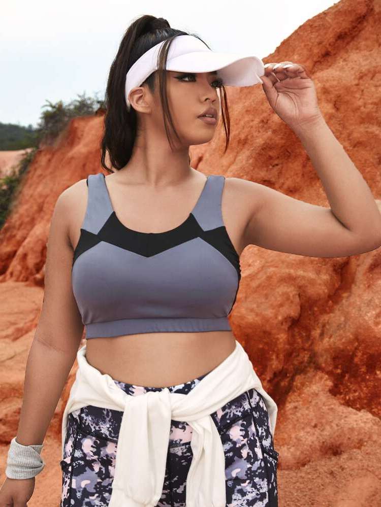 Colorblock Sleeveless Women Plus Activewear 9547