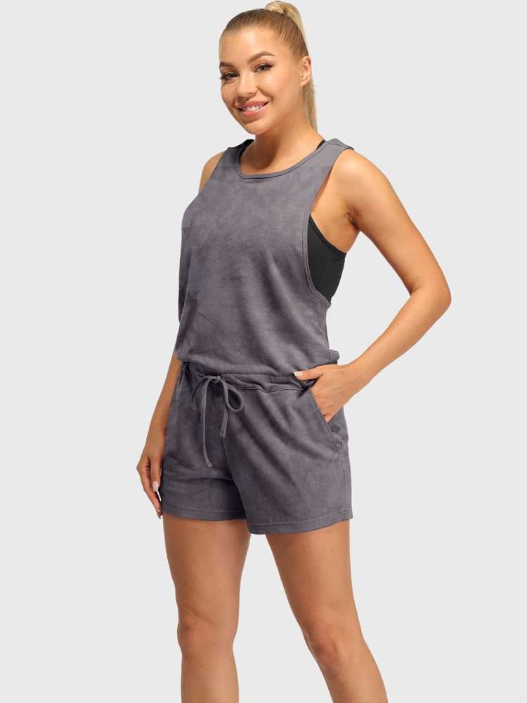  Sleeveless Drawstring Dark Grey Sports 821