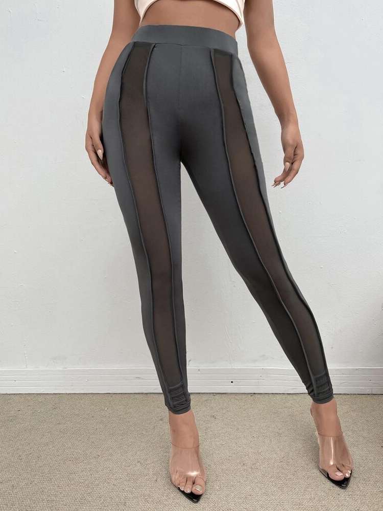 Plain  Contrast Mesh Women Bottoms 453