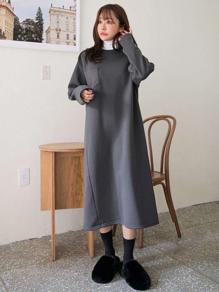  Round Neck Long Sleeve Women Dresses 3216