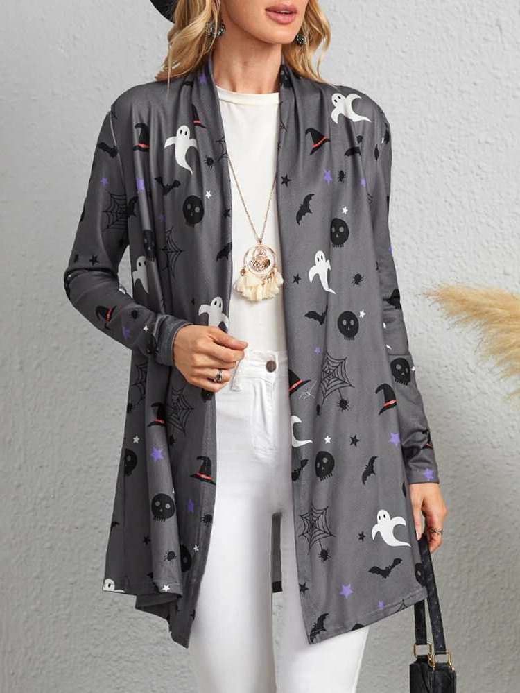 Casual Halloween Dark Grey Women Coats 7422