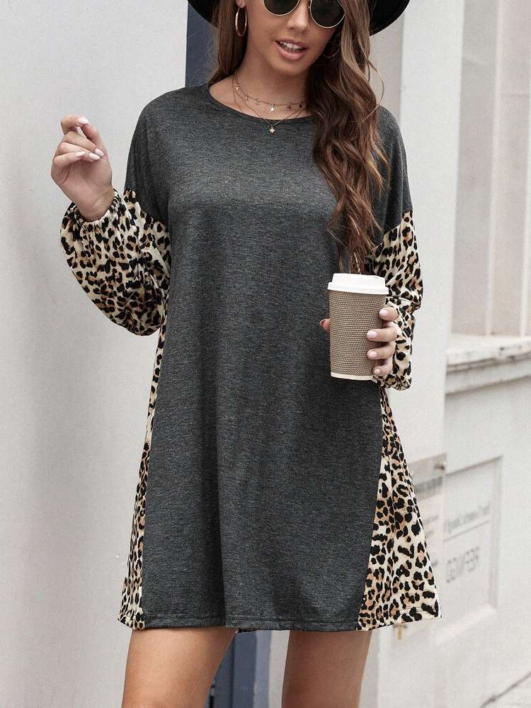  Dark Grey Short Regular Fit Women Dresses 322