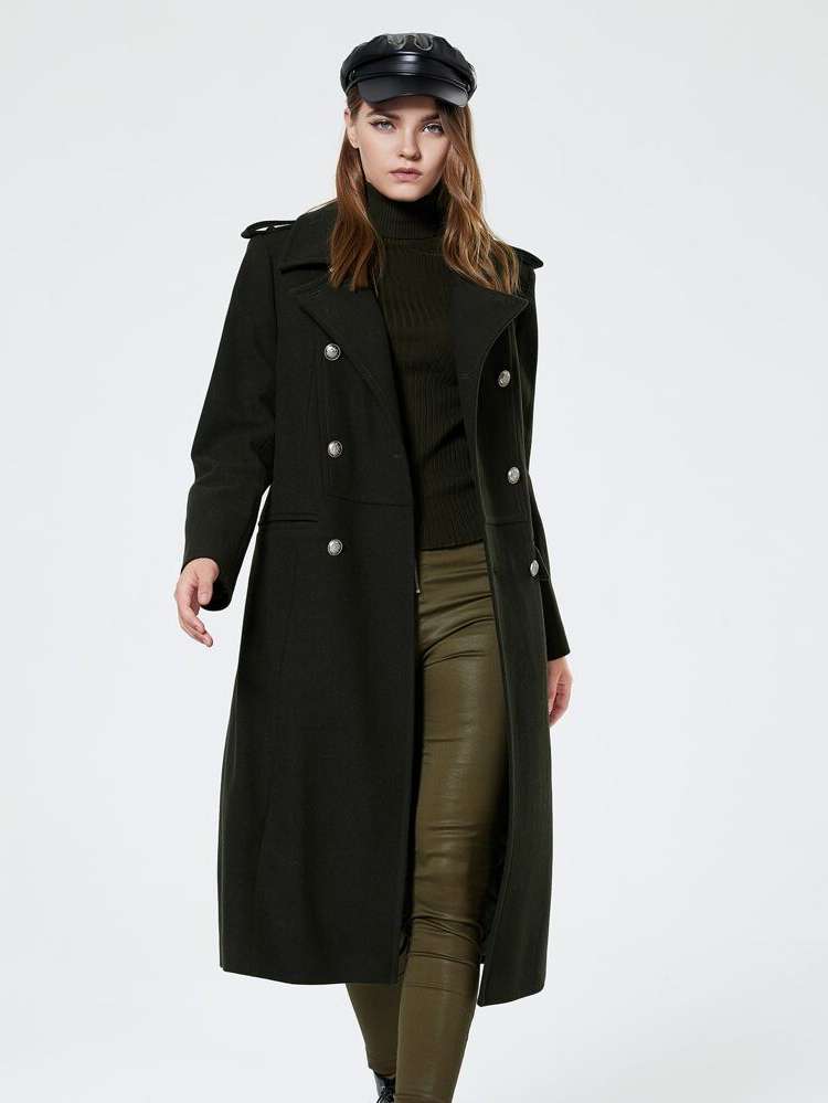 Plain Long Sleeve Elegant Women Overcoats 6567