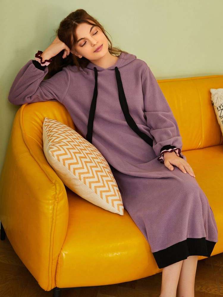  Drawstring Long Sleeve Women Sleep  Lounge 1605