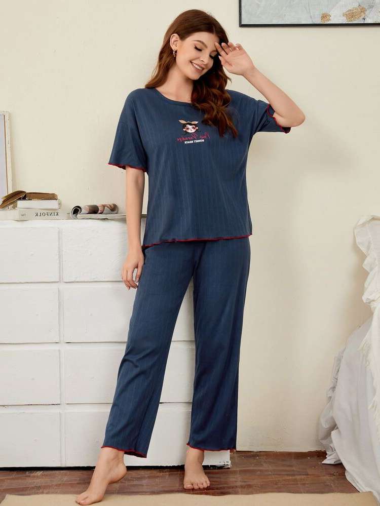 Figure Short Sleeve Dark Grey Underwear  Sleepwear 1478