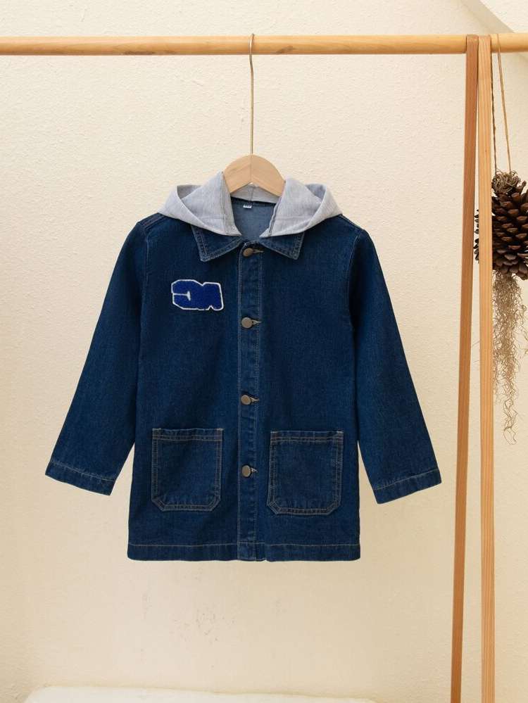 Regular Fit Long Sleeve Hooded Boys Denim Jackets  Coats 7417