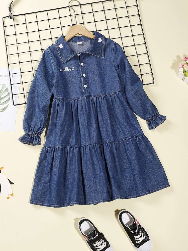  Cute Regular Fit Girls Denim Dresses 9523