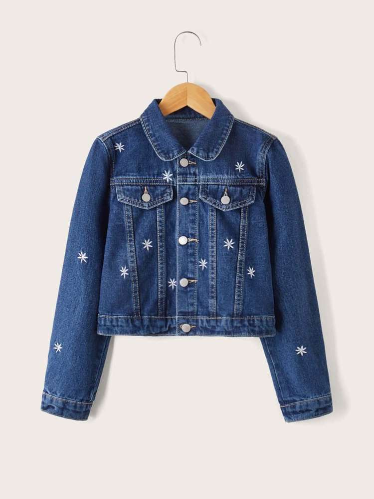 Casual Regular Fit Collar Girls Denim Jackets  Coats 6396