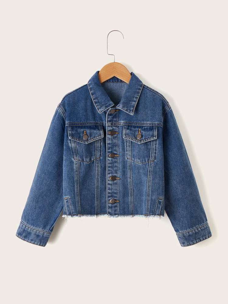 Dark Wash Regular Fit Long Sleeve Collar Girls Denim 1318