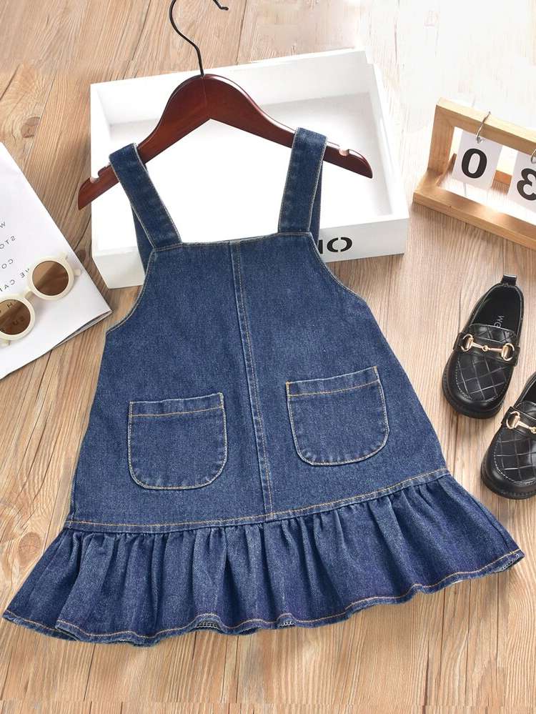 Regular Fit Dark Wash Short Preppy Toddler Girls Clothing 7563