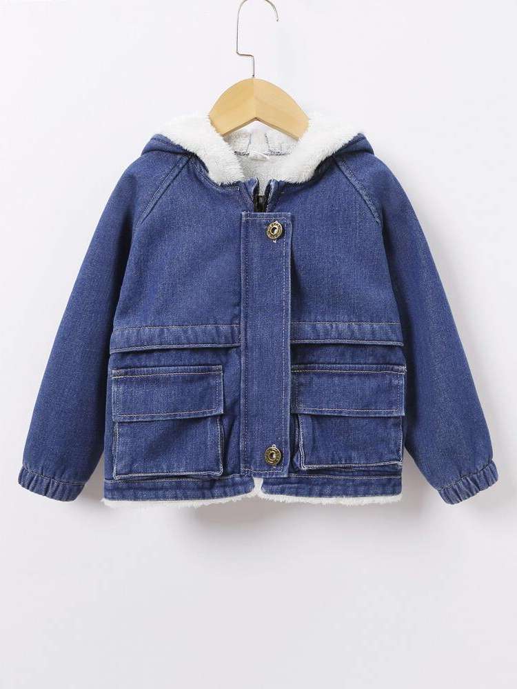 Regular Fit Casual Button Hooded Toddler Girls Denim 2538