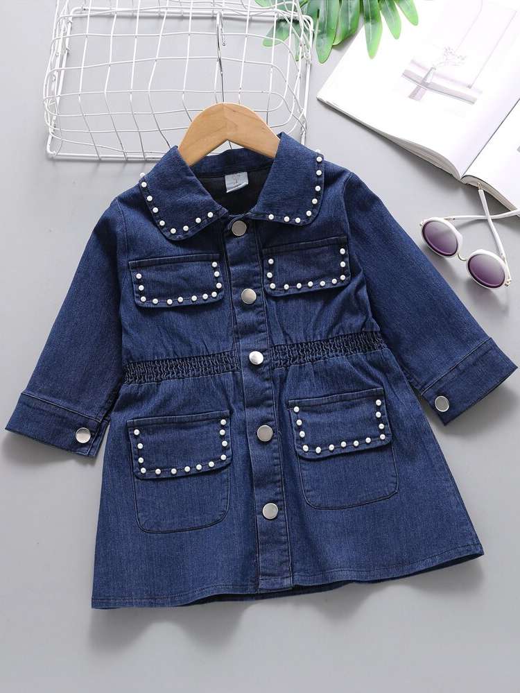 Dark Wash Regular Fit Collar Kids Clothing 9764