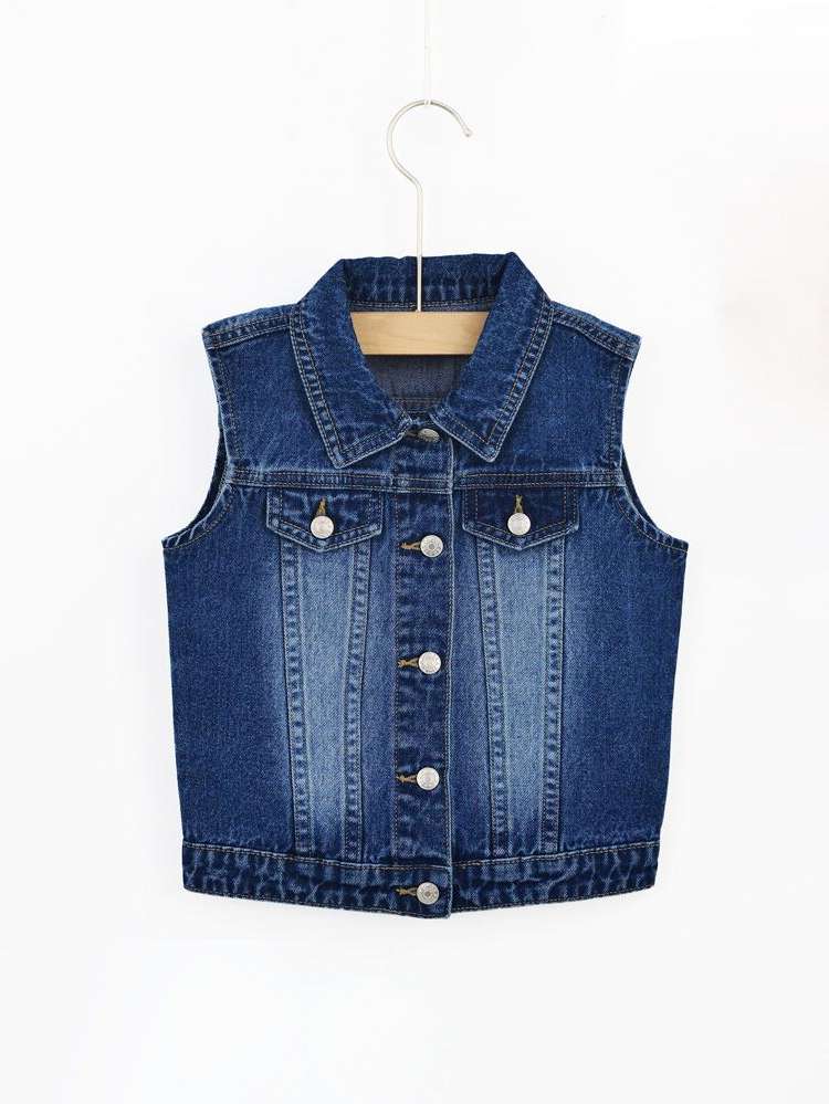 Dark Wash Button Front Sleeveless Regular Fit Kids Clothing 4659