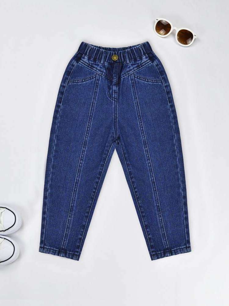 Dark Wash Long Regular Fit Toddler Girl Jeans 8241