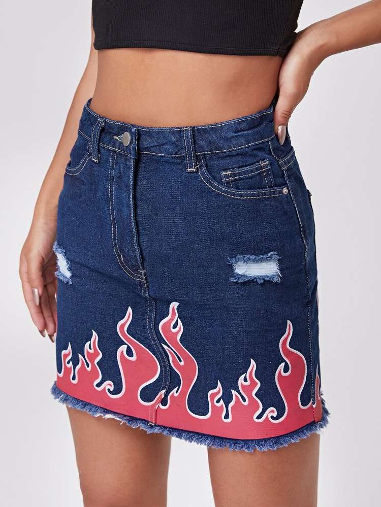 Fire Dark Wash  Women Denim Skirts 7007