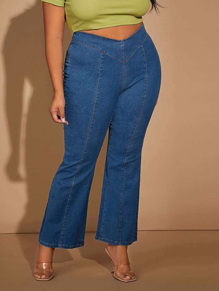  Plain Long Plus Size Jeans 51