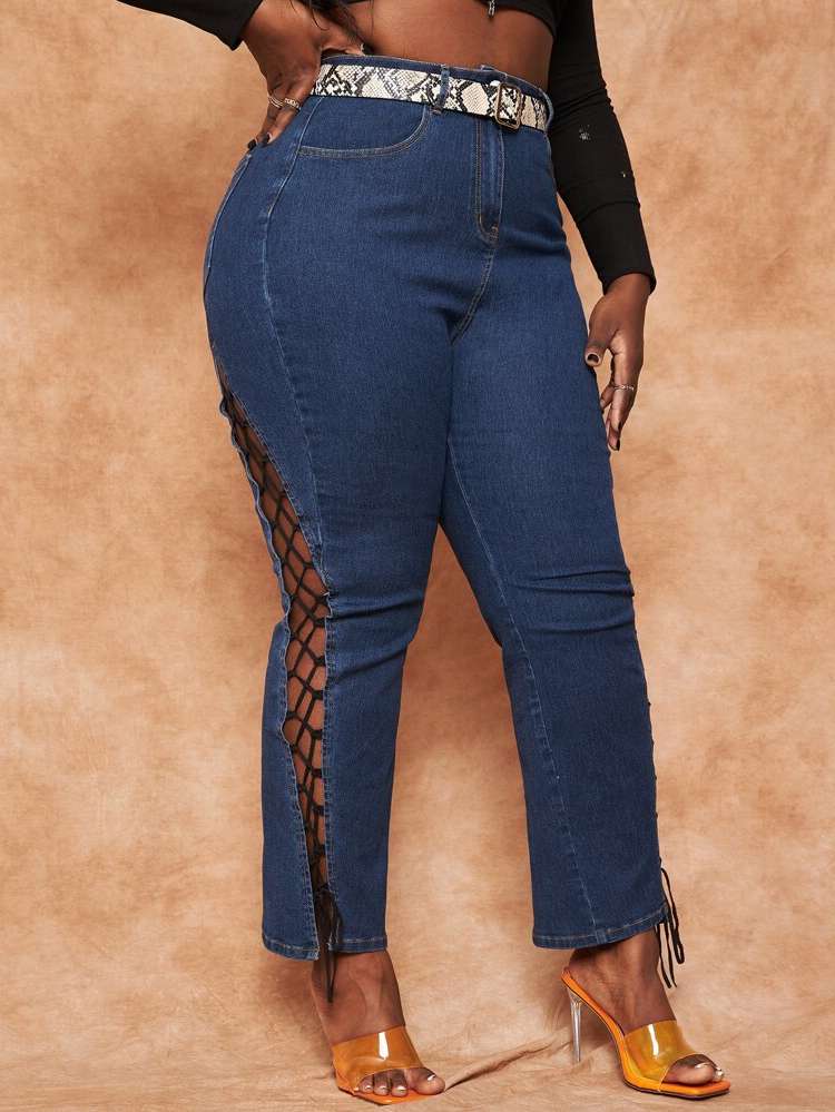 Long  Plain Plus Size Denim 7297