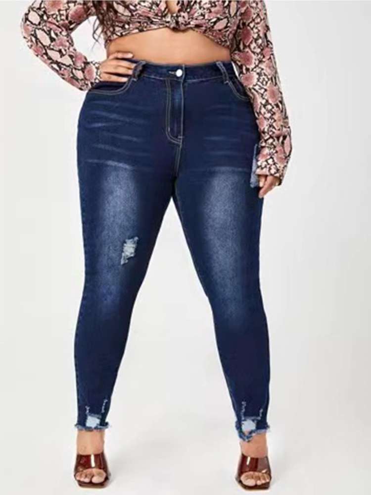 Skinny Dark Wash Long Plus Size Denim 6292