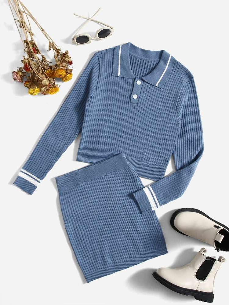 Dusty Blue Casual Striped Regular Fit Kids Clothing 766