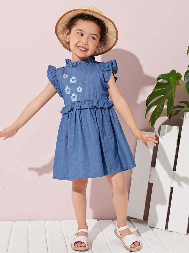 Cute Regular Fit Stand Collar Floral Toddler Girls Clothing 886