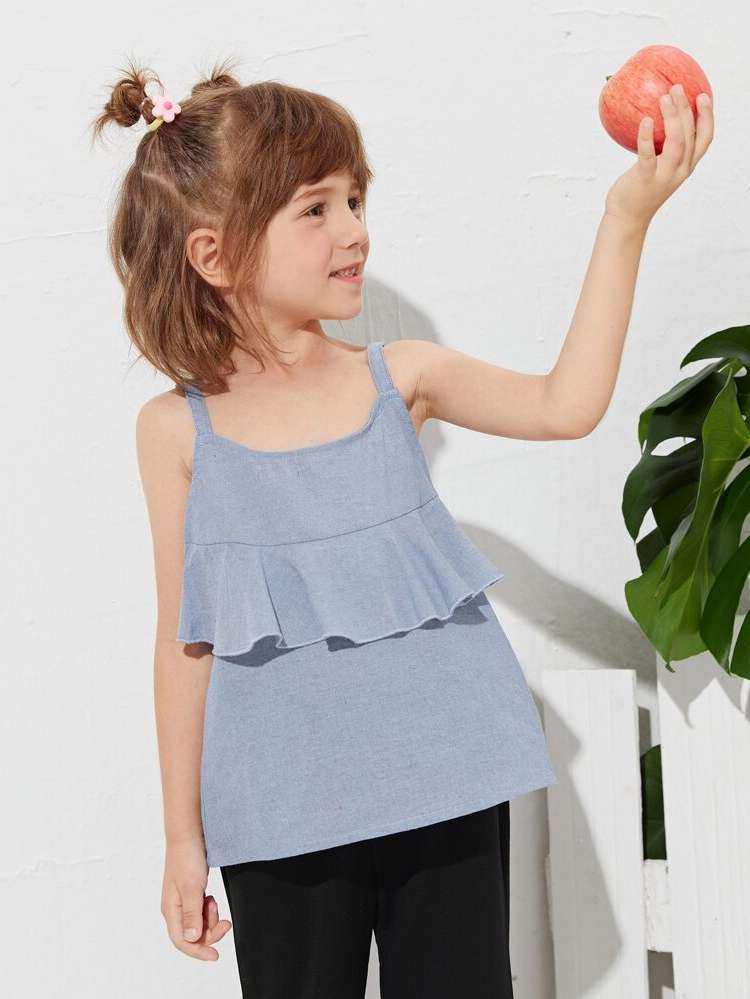 Spaghetti Strap Ruffle Regular Fit Toddler Girls Clothing 271