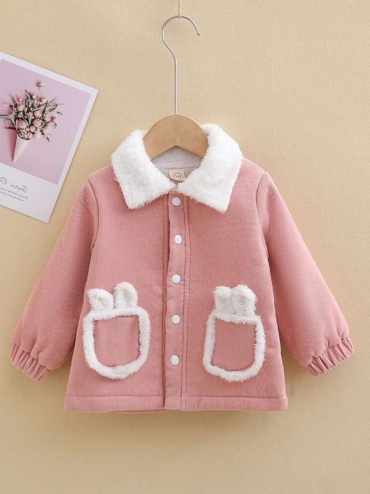 Dusty Pink Collar Regular Fit Cute Baby Jackets  Coats 9509