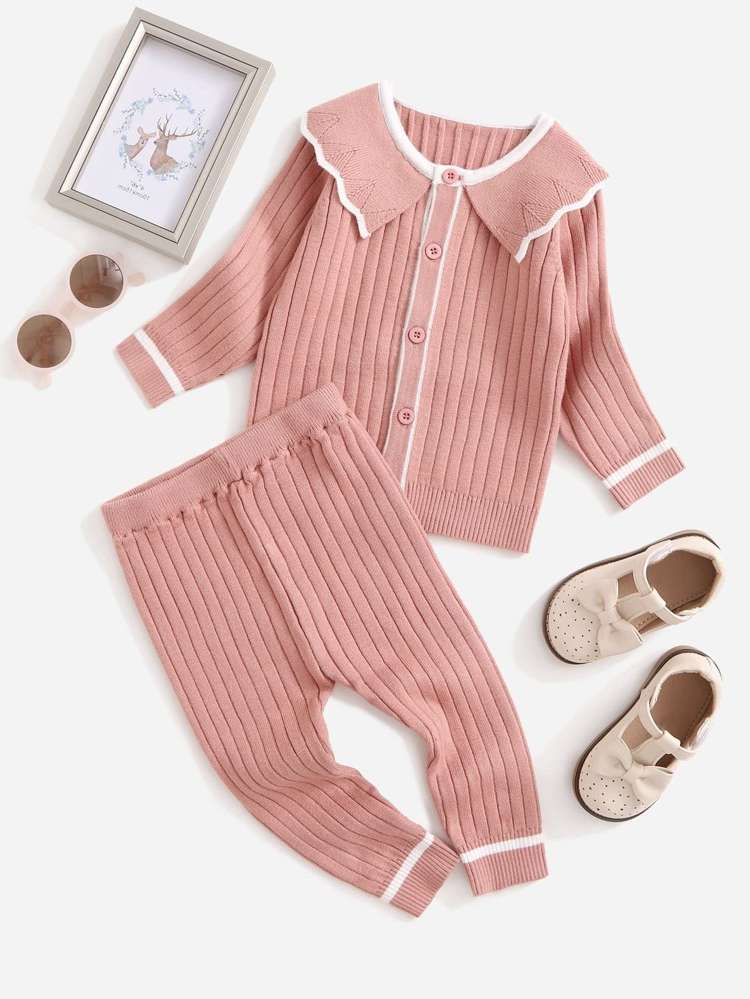  Contrast Binding Dusty Pink Baby Clothing 2260