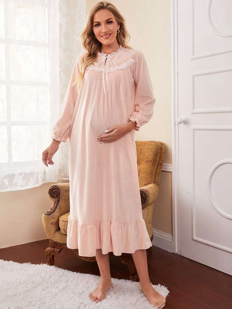  Long Sleeve Colorblock Maternity Lingerie  Loungewear 3911