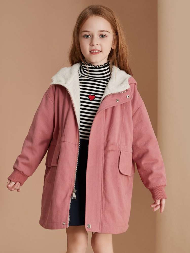  Short Pocket Casual Girls Coats 6861