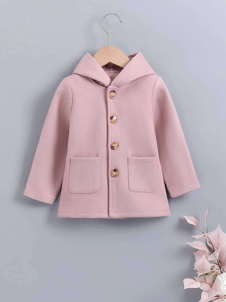 Hooded Short Pocket Dusty Pink Toddler Girls Outerwear 8290