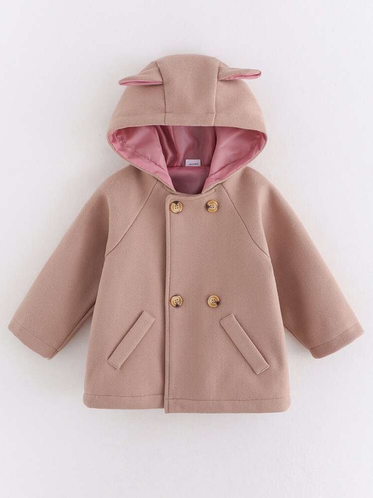 Plain Cute Long Sleeve Toddler Girl Overcoats 8749