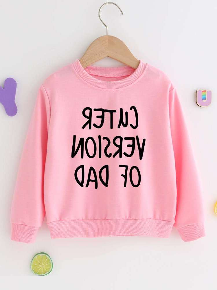 Slogan Regular Dusty Pink Long Sleeve Toddler Girl Sweatshirts 5746